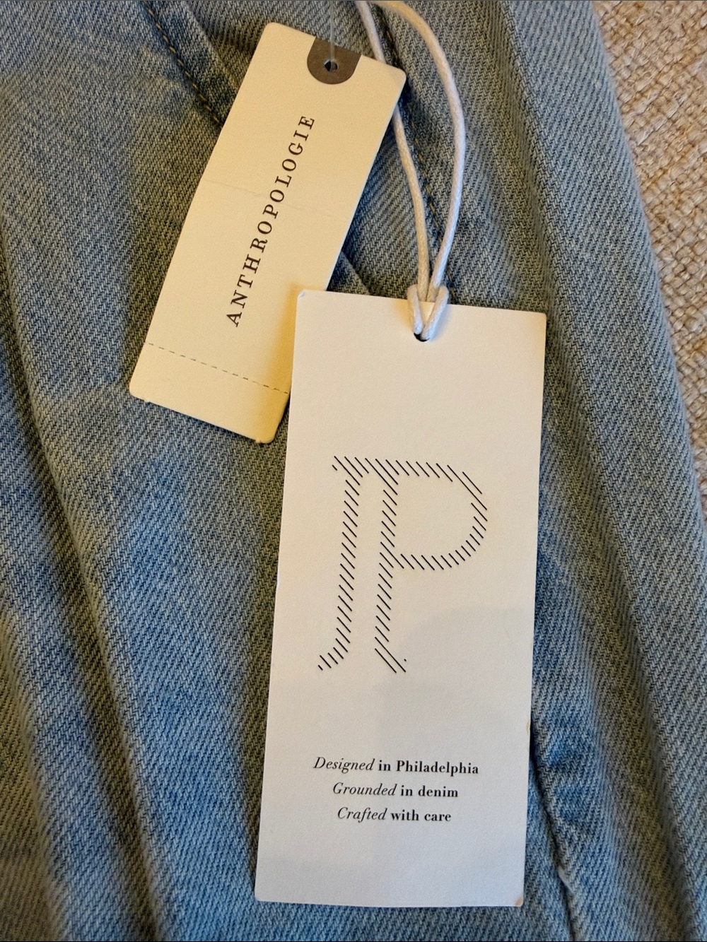 PILCRO Anthropologie High Rise Cropped Wide Leg Jeans Egg Jelly Fish Wash XS NEW - Picture 14 of 16